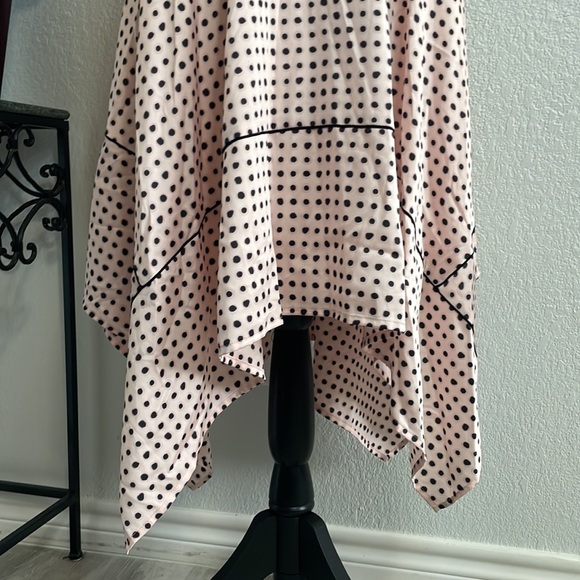 NWOT Donna Karan NY Pink Black Polka Dot Asymmetrical Handkerchief Skirt 6 - Picture 2 of 6